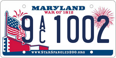 MD license plate 9AC1002