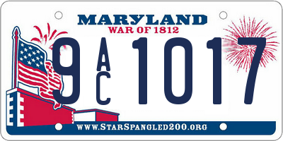 MD license plate 9AC1017