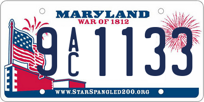 MD license plate 9AC1133