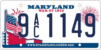 MD license plate 9AC1149