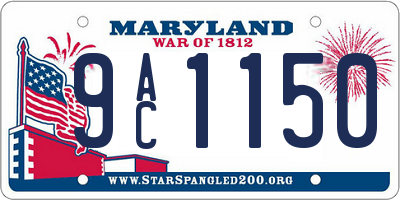 MD license plate 9AC1150
