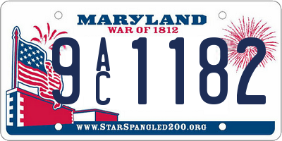MD license plate 9AC1182