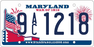 MD license plate 9AC1218