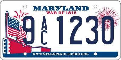 MD license plate 9AC1230
