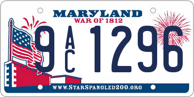 MD license plate 9AC1296