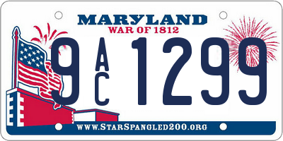 MD license plate 9AC1299