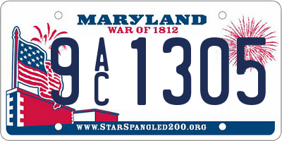 MD license plate 9AC1305