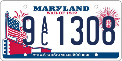 MD license plate 9AC1308