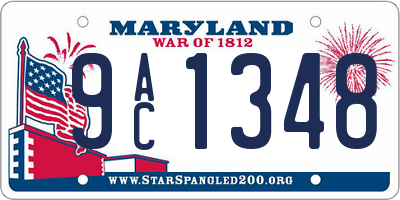 MD license plate 9AC1348