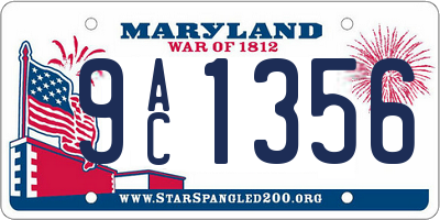 MD license plate 9AC1356