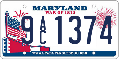 MD license plate 9AC1374