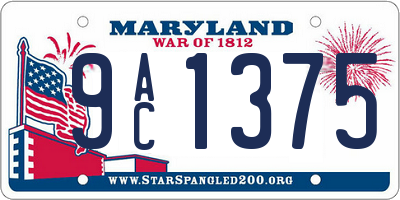 MD license plate 9AC1375