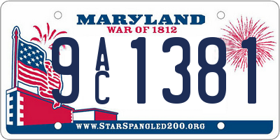 MD license plate 9AC1381