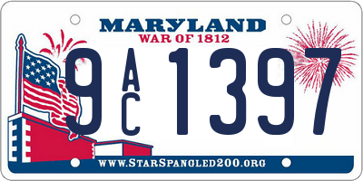 MD license plate 9AC1397