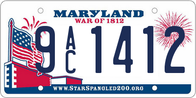 MD license plate 9AC1412