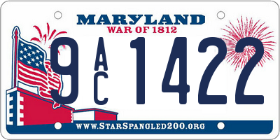 MD license plate 9AC1422