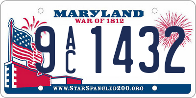 MD license plate 9AC1432
