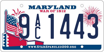 MD license plate 9AC1443