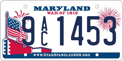MD license plate 9AC1453