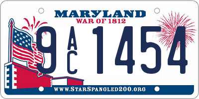 MD license plate 9AC1454