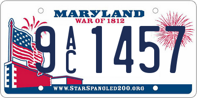 MD license plate 9AC1457