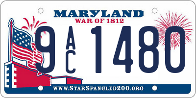 MD license plate 9AC1480