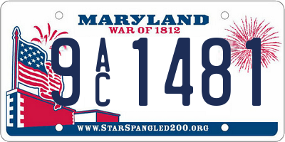 MD license plate 9AC1481