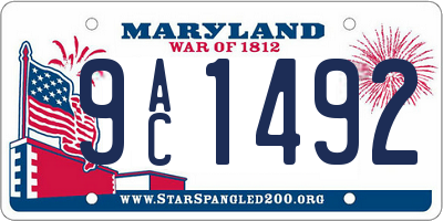 MD license plate 9AC1492
