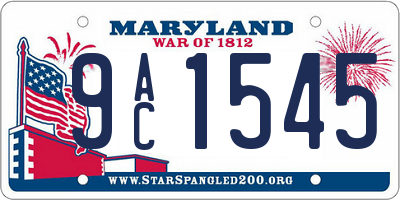 MD license plate 9AC1545