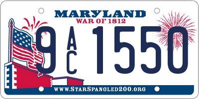 MD license plate 9AC1550
