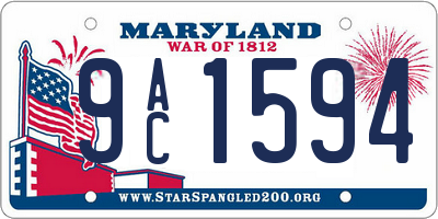 MD license plate 9AC1594
