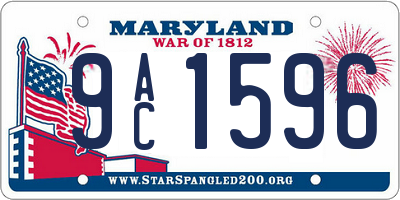 MD license plate 9AC1596