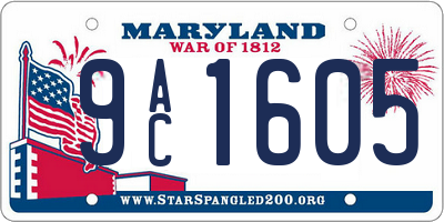 MD license plate 9AC1605
