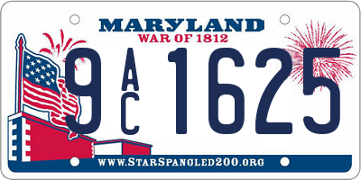 MD license plate 9AC1625