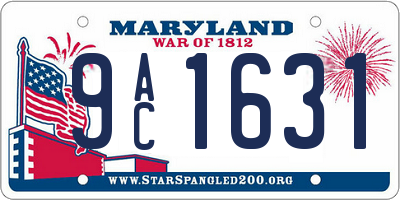 MD license plate 9AC1631
