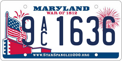MD license plate 9AC1636