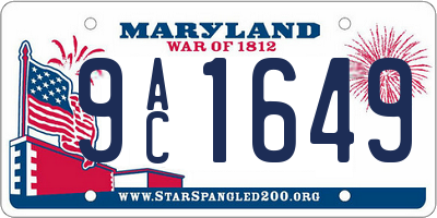 MD license plate 9AC1649