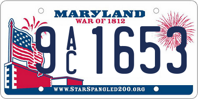 MD license plate 9AC1653