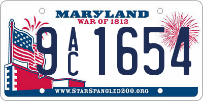MD license plate 9AC1654
