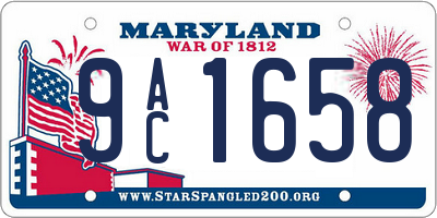 MD license plate 9AC1658