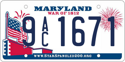 MD license plate 9AC1671