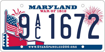 MD license plate 9AC1672