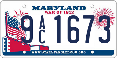 MD license plate 9AC1673