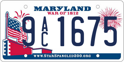 MD license plate 9AC1675