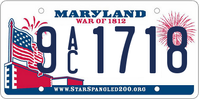 MD license plate 9AC1718