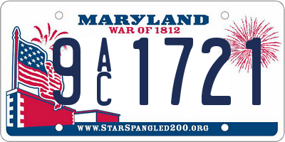 MD license plate 9AC1721
