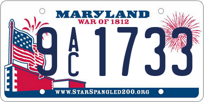 MD license plate 9AC1733