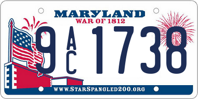 MD license plate 9AC1738