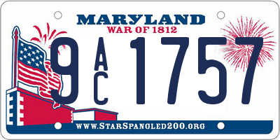 MD license plate 9AC1757