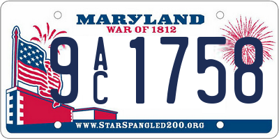 MD license plate 9AC1758